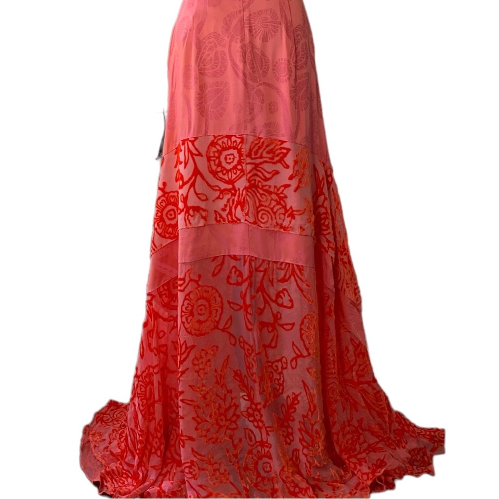 PETER PILOTTO LONG DEVORE SILK VELVET ASYMMETRIC TIER EVENING MAXI SKIRT - Picture 13 of 16